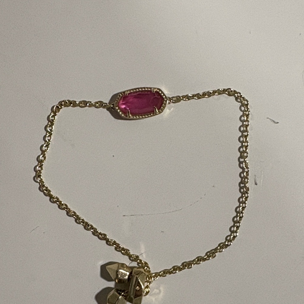 Kendra Scott Gold Chain Bracelet with Hot Pink Stone